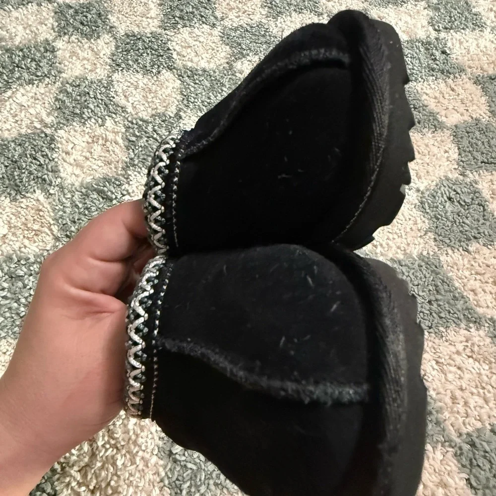 UGG Toddler Unisex Tasman Slippers Wool Blend Trendy Black Size 6
